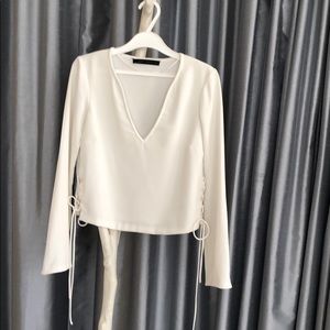 ZARA cropped white top